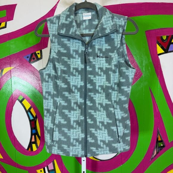 Columbia, Blue Patterned Fleece Vest. Size Small. Good used condition! - Picture 1 of 6